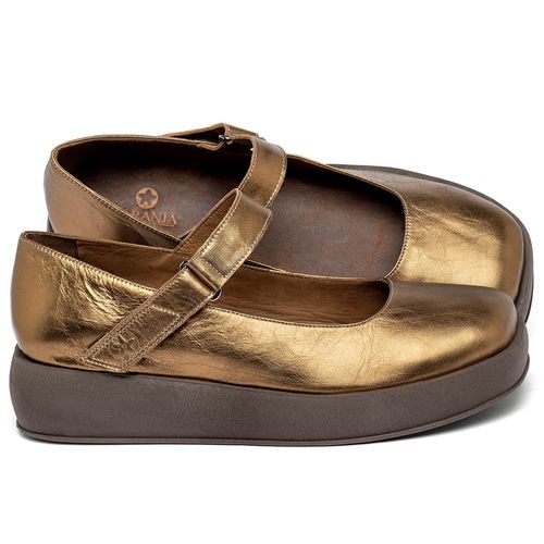 Sapatilha   Bico Quadrado Salto de 4 cm em Couro Metalizado - Codigo - 3975