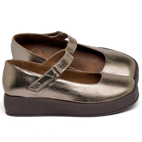 Sapatilha   Bico Quadrado Salto de 4 cm em Couro Metalizado - Codigo - 3975
