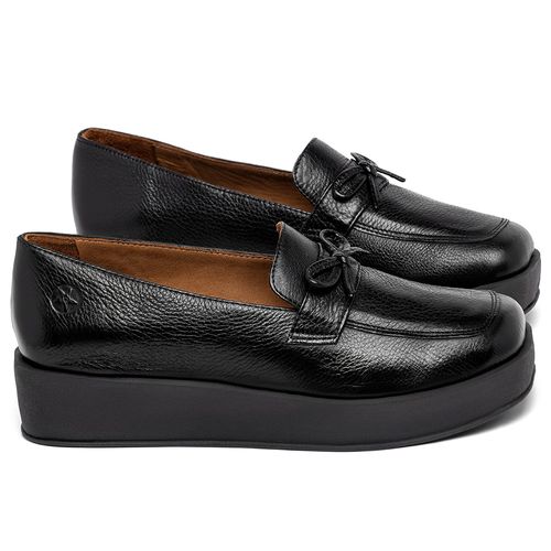 Mocassim Salto de 4 cm em Couro Preto - Codigo - 3976