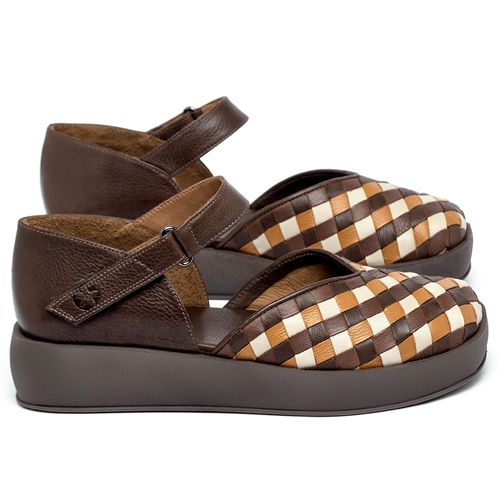 Sandália   Boho Salto de 4 cm em Couro Café - Codigo - 3985
