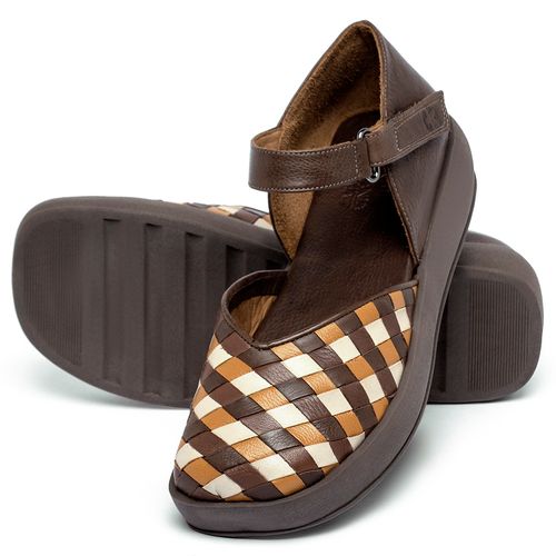Sandália   Boho Salto de 4 cm em Couro Café - Codigo - 3985