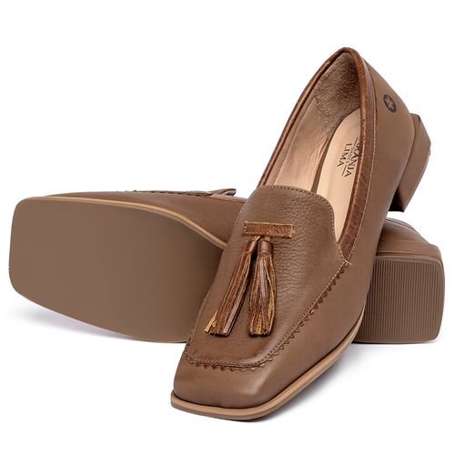 Mocassim Salto de 2 cm em Couro Marrom - Codigo - 9656