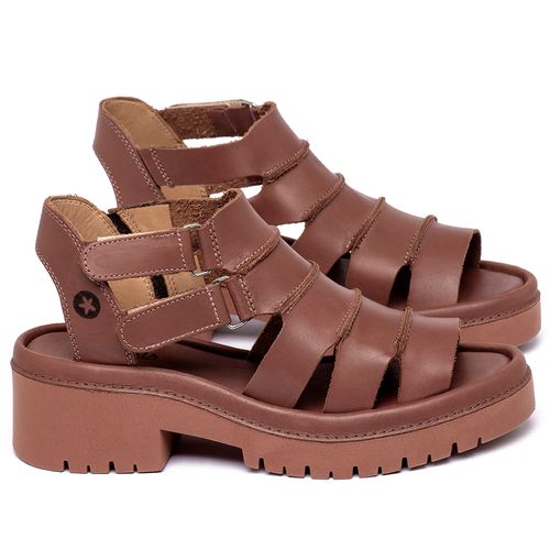 Sandália   Boho Salto de 5 cm em Couro Terracota - Codigo - 153013