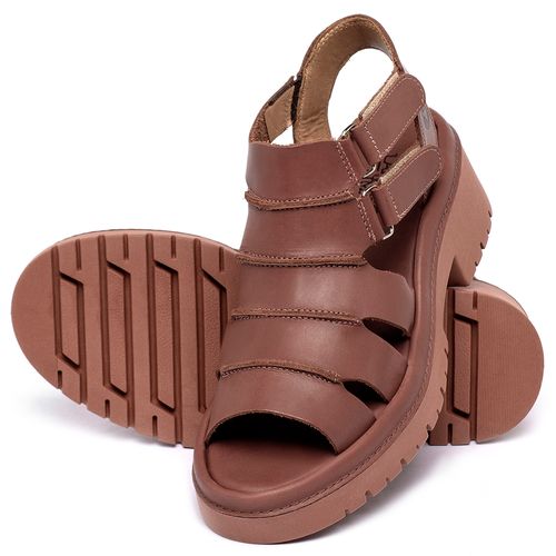 Sandália   Boho Salto de 5 cm em Couro Terracota - Codigo - 153013