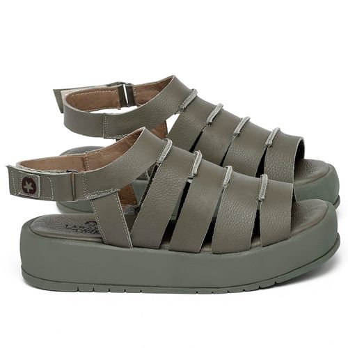 Sandália   Boho Salto de 4 cm em Couro Musgo - Codigo - 153086