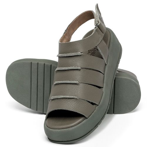 Sandália   Boho Salto de 4 cm em Couro Musgo - Codigo - 153086