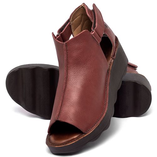 Anabela   Flatform Salto de 5 cm em Couro Vermelho - Codigo - 156032