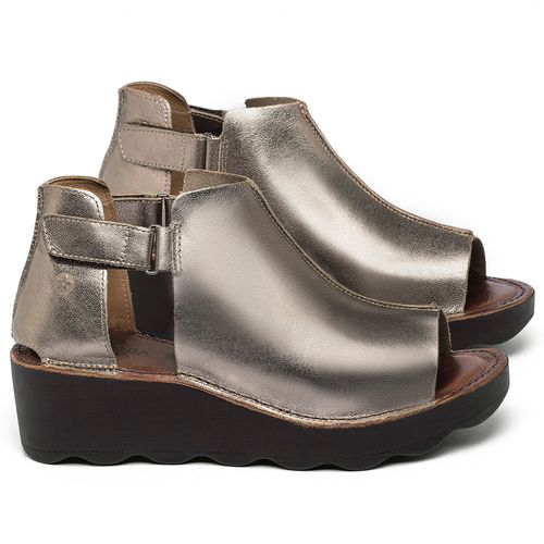 Anabela   Flatform Salto de 5 cm em Couro Metalizado - Codigo - 156032