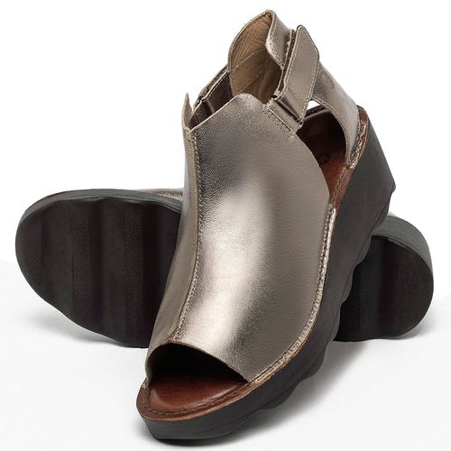 Anabela   Flatform Salto de 5 cm em Couro Metalizado - Codigo - 156032