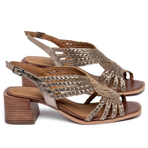 Sandália   Laranja Lima Shoes Classic Salto de 5 cm em Couro Metalizado - Codigo - 157016