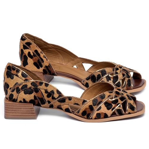 Sandália   Laranja Lima Shoes Classic Salto de 3 cm em Couro Onça - Codigo - 157019