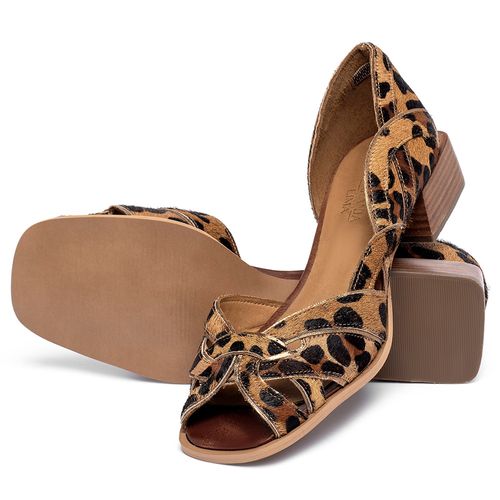Sandália   Laranja Lima Shoes Classic Salto de 3 cm em Couro Onça - Codigo - 157019