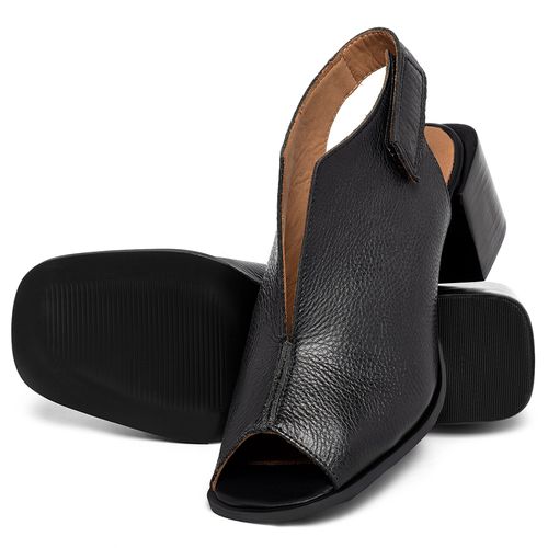 Sandália   Laranja Lima Shoes Classic Salto de 5 cm em Couro Preto - Codigo - 157057