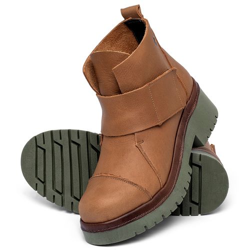 Bota   Cano Curto Salto de 4 cm em Couro Laranja - Codigo - 153026