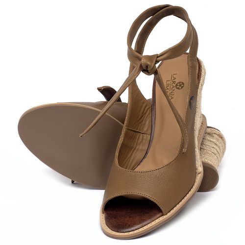 Anabela   Corda Salto de 7 cm em Couro Caramelo - Codigo - 9600
