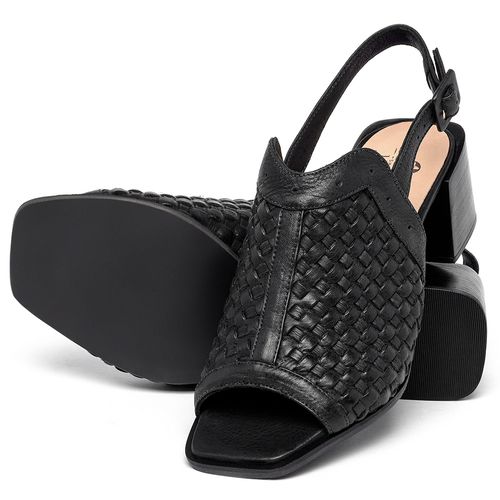 Sandália   Laranja Lima Shoes Classic Salto de 5 cm em Couro Preto - Codigo - 9664