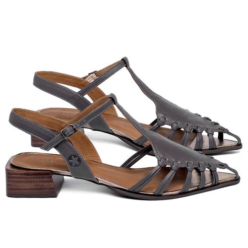 Sandália   Laranja Lima Shoes Classic Salto de 3 cm em Couro Cinza - Codigo - 157043
