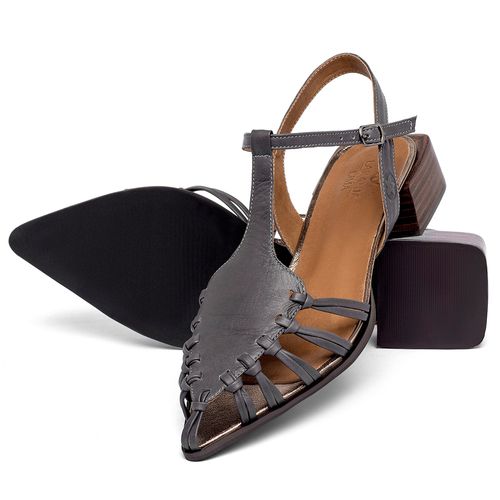 Sandália   Laranja Lima Shoes Classic Salto de 3 cm em Couro Cinza - Codigo - 157043