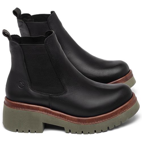 Bota   Cano Curto Salto de 4 cm em Couro Preto - Codigo - 153029