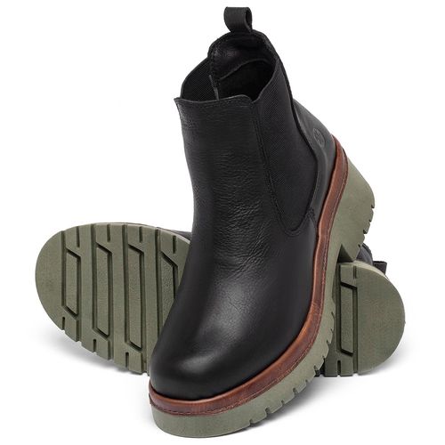 Bota   Cano Curto Salto de 4 cm em Couro Preto - Codigo - 153029