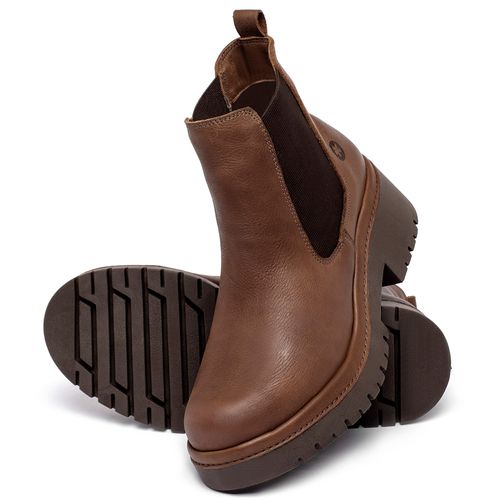 Bota   Cano Curto Salto de 4 cm em Couro Marrom - Codigo - 153029