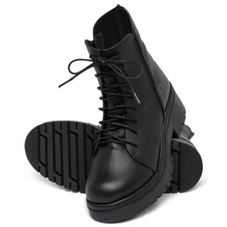 Bota   Cano Médio Salto de 4 cm em Couro Preto - Codigo - 153087