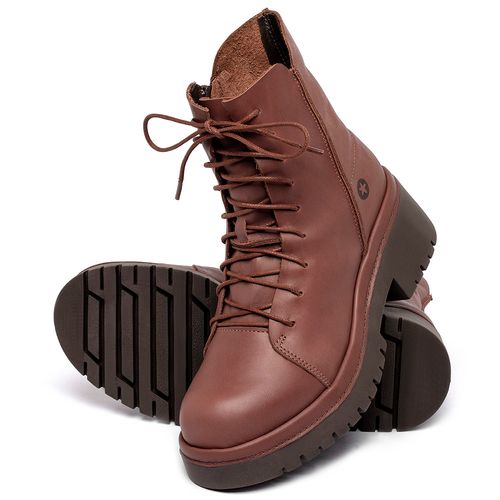 Bota   Cano Médio Salto de 4 cm em Couro Terracota - Codigo - 153087