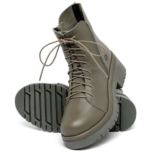 Bota   Cano Médio Salto de 4 cm em Couro Musgo - Codigo - 153087