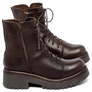 Bota   Cano Médio Salto de 4 cm em Couro Café - Codigo - 153087