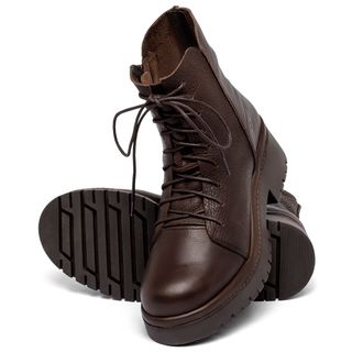 Bota   Cano Médio Salto de 4 cm em Couro Café - Codigo - 153087