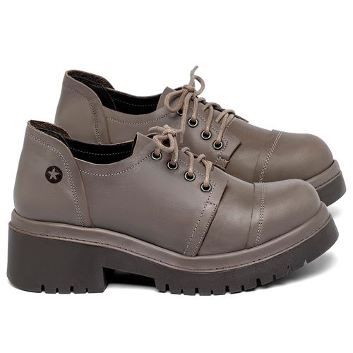 Bota   Cano Curto Salto de 4 cm em Couro Cinza - Codigo - 153089
