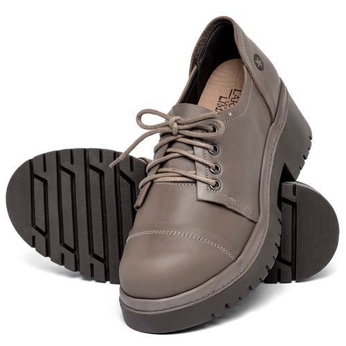 Bota   Cano Curto Salto de 4 cm em Couro Cinza - Codigo - 153089