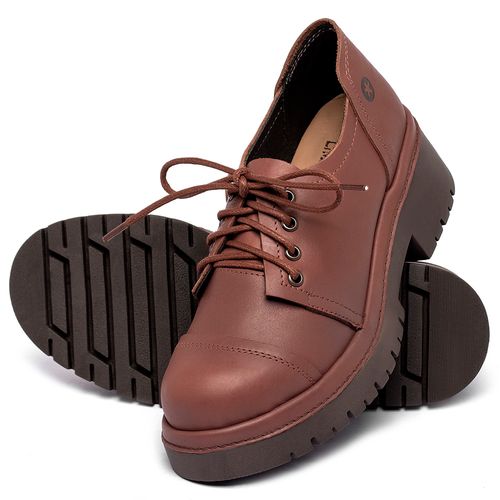 Bota   Cano Curto Salto de 4 cm em Couro Terracota - Codigo - 153089