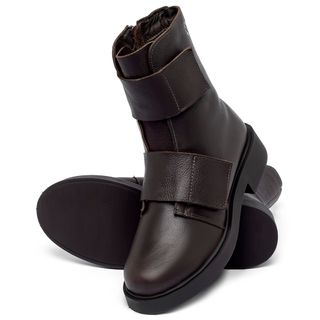 Bota   Cano Médio Salto de 2 cm em Couro Café - Codigo - 156096