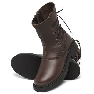 Bota   Cano Médio Salto de 2 cm em Couro Café - Codigo - 156095