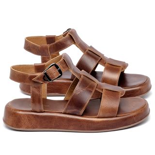 Sandália   Boho Salto de 4 cm em Couro Marrom - Codigo - 9672