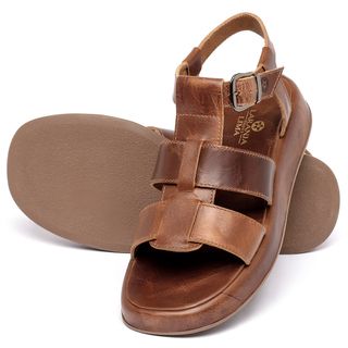Sandália   Boho Salto de 4 cm em Couro Marrom - Codigo - 9672