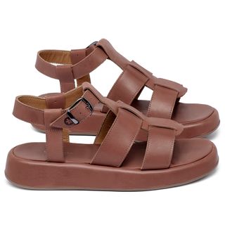 Sandália   Boho Salto de 4 cm em Couro Terracota - Codigo - 9672