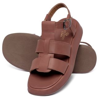 Sandália   Boho Salto de 4 cm em Couro Terracota - Codigo - 9672