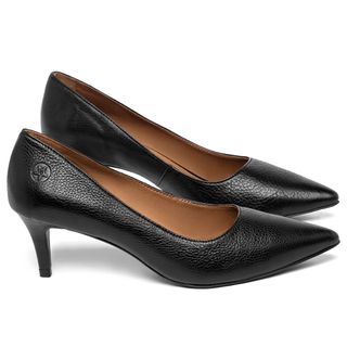 Scarpin   Bico Fino Salto de 4 cm em Couro Preto - Codigo - 157062