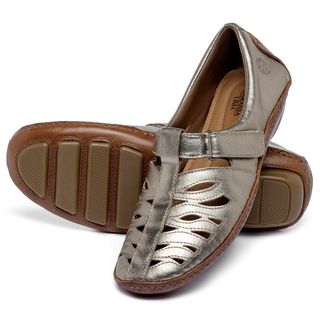 Mocassim em Couro Metalizado - Codigo - 136123