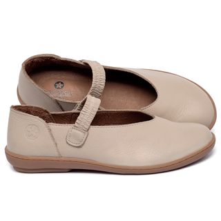 Sapatilha   Bico Redondo em Couro Nude - Codigo - 139094