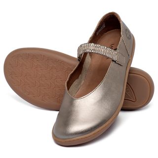 Sapatilha   Bico Redondo em Couro Metalizado - Codigo - 139094