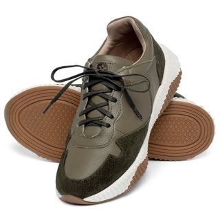 Tênis   Cano Baixo em Couro Musgo - Codigo - 156013