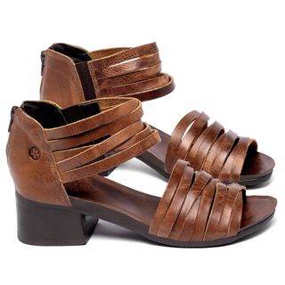 Sandália   Boho Salto de 4 cm em Couro Marrom - Codigo - 137425