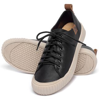 Tênis   Cano Baixo em Couro Preto - Codigo - 153021