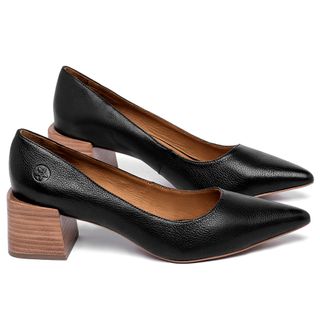 Scarpin   Bico Fino Salto de 5 cm em Couro Preto - Codigo - 157061