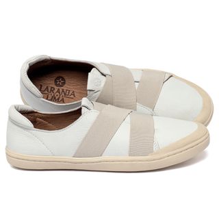 Tênis   Cano Baixo em Couro Off-White - Codigo - 156114