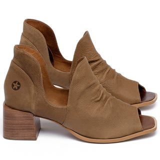Sandália   Laranja Lima Shoes Classic Salto de 5 cm em Couro Caramelo - Codigo - 3823