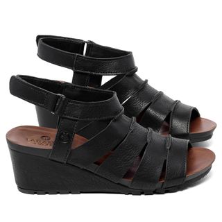 Anabela   Cunha Salto de 5 cm em Couro Preto - Codigo - 137415